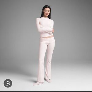 SKIMS Light Pink Cotton Jersey Foldover Pant
